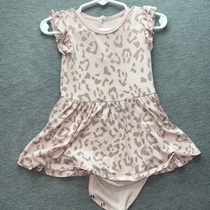 Kyte baby Twirl bodysuit dress in big blush leopard
